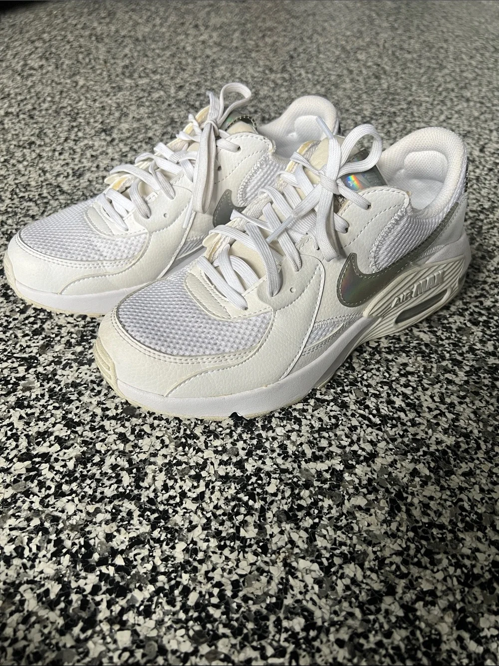 Nike Women’s White Sneakers with Iridescent Swoosh